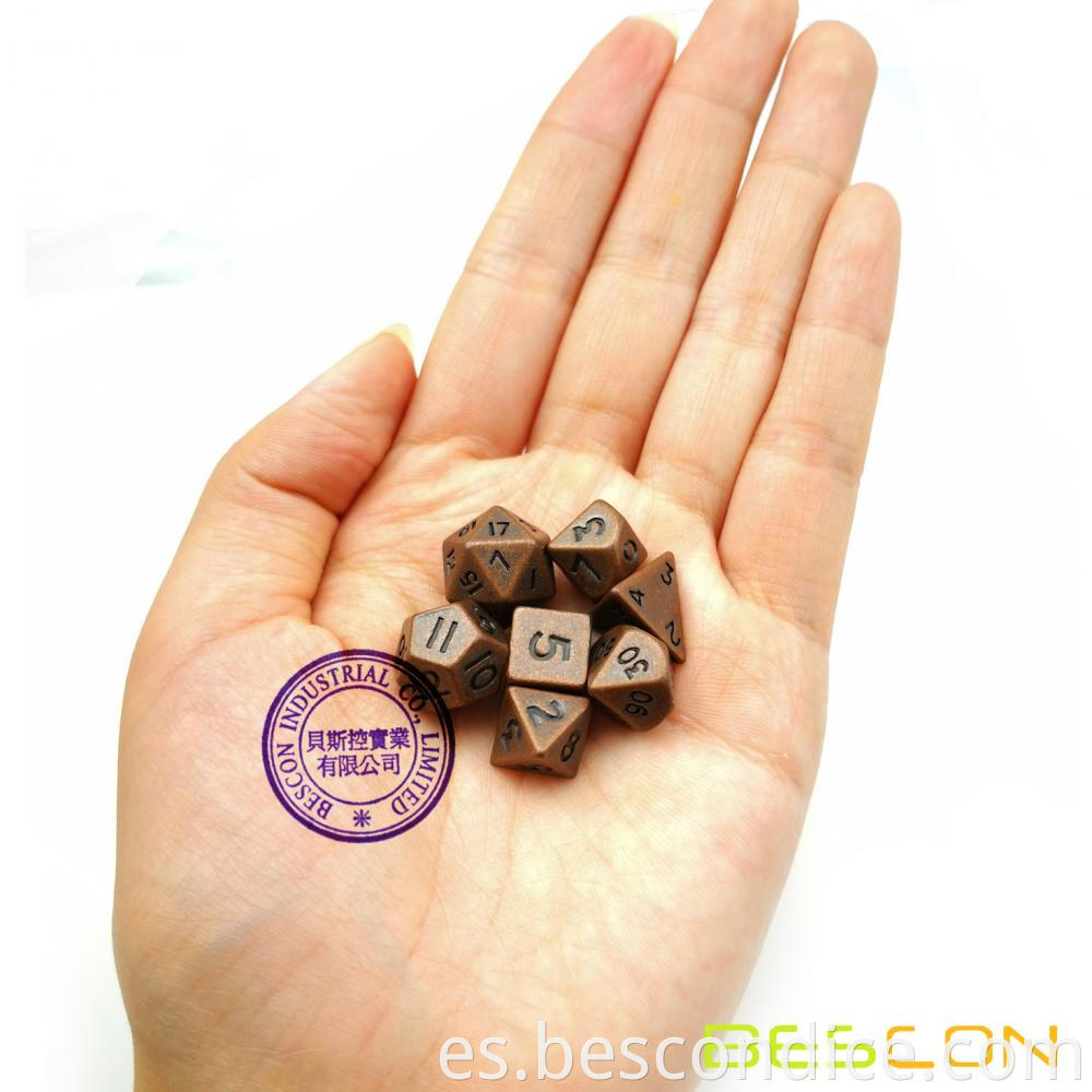 Mini Dice Set Tiny Small Metal Dnd Dice Set Antique Copper 2